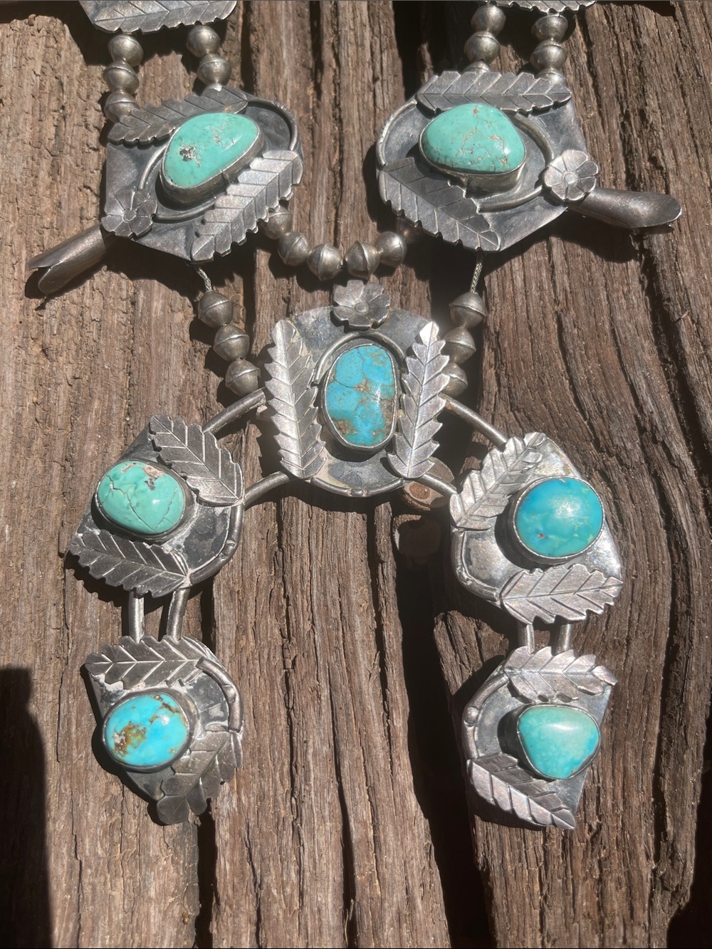 Vintage turquoise Squash Blossom Necklace - Picture 3 of 8